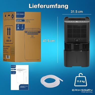 Електричний осушувач повітря з LED-дисплеєм, таймером та захистом від дітей | Здатний видалити 16л вологи на добу | Для приміщень до 70м² | Енергоефективний осушувач з датчиком вологості | Білий (20л - Чорний)