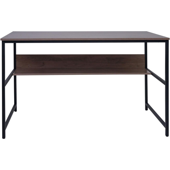 Письмовий стіл HWC-K80, Стіл офісний, Стіл комп'ютерний, Полиця для робочого столу, МДФ металевий 120х60см - (Сіро-коричневий)