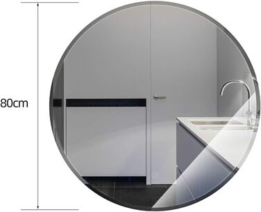 Дзеркало для ванної кімнати HUOLE з LED-підсвічуванням, настінне, з сенсорним вимикачем та захистом від запотівання, 6400K (60x60x4,5 см)