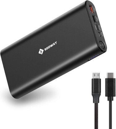 Портативний зарядний пристрій 20000 мАг USB C PD Power Bank, вихід 74 Вт для смартфонів, планшетів, ноутбуків