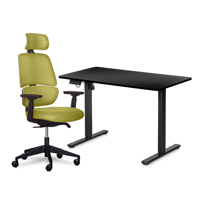 Комплект Mealux PowerDesk Lite Black + Leo Air Plus Green (арт. EVO-201 Lite B/B+Y 546 KZ)