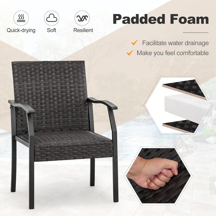 GIANTEX Набір садово-розкішних меблів з ротангу для саду та балкону, вологостійкий, для 2 осіб