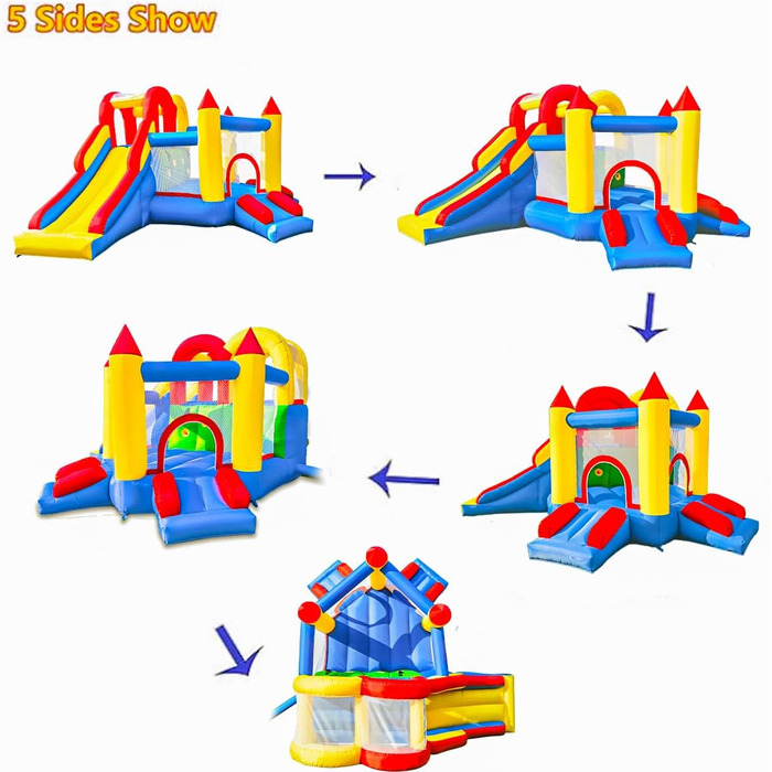 Надувний замок для дітей з насосом, міцний матеріал, для 3-4 дітей, ігровий намет для дому (315x245x194 см)