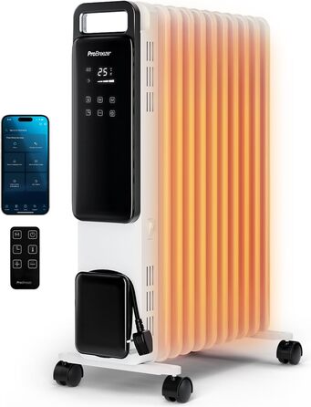 Електричний масляний радіатор Pro Breeze OmniWarm 2500W з 11 секціями - енергоефективний обігрівач з термостатом, таймером та сенсорним дисплеєм