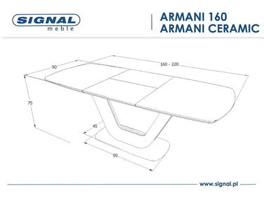 Стіл ARMANI білий мат 160(220)X90