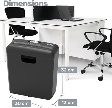 Шредер для дому та офісу Ediesi: знищення до 6 аркушів, для кредитних карт, CD та DVD, 10 літрів