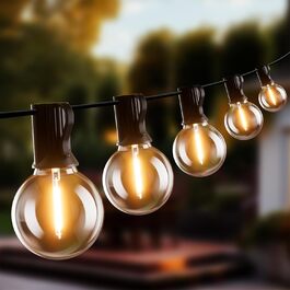 LED гірлянда Bomcosy 60м для вулиці, 100+4 лампочки G40, водонепроникна IP44, тепле світло 2700K, для саду, тераси, вечірки, кафе