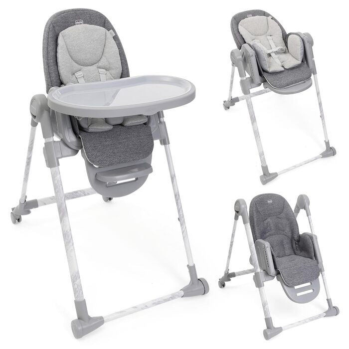 Дитячий стільчик Chicco Polly Armonia - 3в1, до 40 кг, 9 положень висоти, регульована підніжка, компактний, темно-сірий