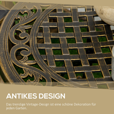 Збільшений садовий столик: міцний садовий столик із алюмінієвого лиття, круглий, витримує до 60 кг, діаметром 60 см та висотою 52,5 см.