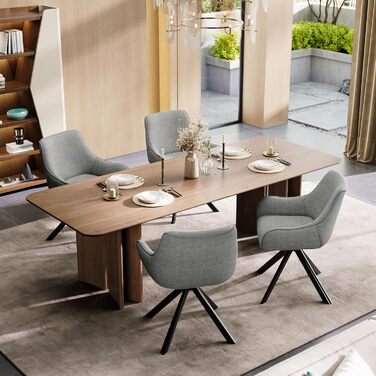 Обідні стільці поворотні, комплект 2 шт. з підлокітниками, світло-сірий льон. Сучасні поворотні стільці для кухні, вітальні, офісу. Металевий каркас, м'яке сидіння, підходить для їдальні, вітальні, офісу, колір: коричневий.