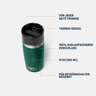 Термос YETI Rambler, 355 мл, нержавіюча сталь, ізольований, з кришкою Commuter, колір Forest Green