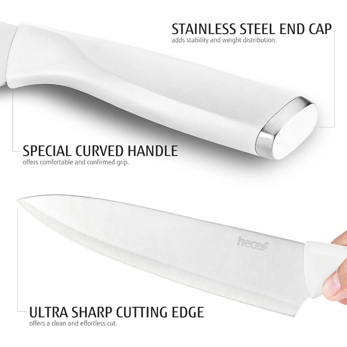 Набір кухонних ножів з бруском Messerich: 7 предметів, нержавіюча сталь, кухонні ножі та ножиці, чорний