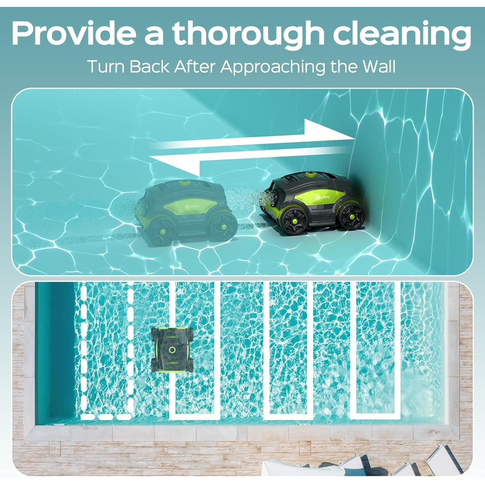 Робот-пилосос для басейну WINNY POOL CLEANER WY1103. Бездротовий, акумуляторний, час роботи 120 хв, подвійний мотор, LED-дисплей, фільтр прецизії 180μm, автоматичне паркування, для басейнів до 120 м²