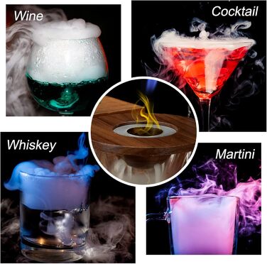 Набір для копчення коктейлів та віскі, з 4 дерев'яними стружками, подарунок на День батька, для Old Fashioned, коктейлів, віскі, бурбону, кави, м'яса, горіхів Saturn - горіх