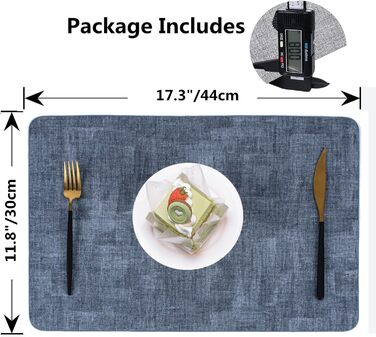 Набір тканих серветок з екошкіри для столу, вологостійкі, стійкі до плям, термостійкі, легко миються, PU серветки для кухні та обіднього столу (Темно-синій, 6 шт.)