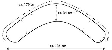 Подушка для вагітних та годування Theraline Dodo з наповнювачем з перлин, чохол «Зірки Капучино», 170 см