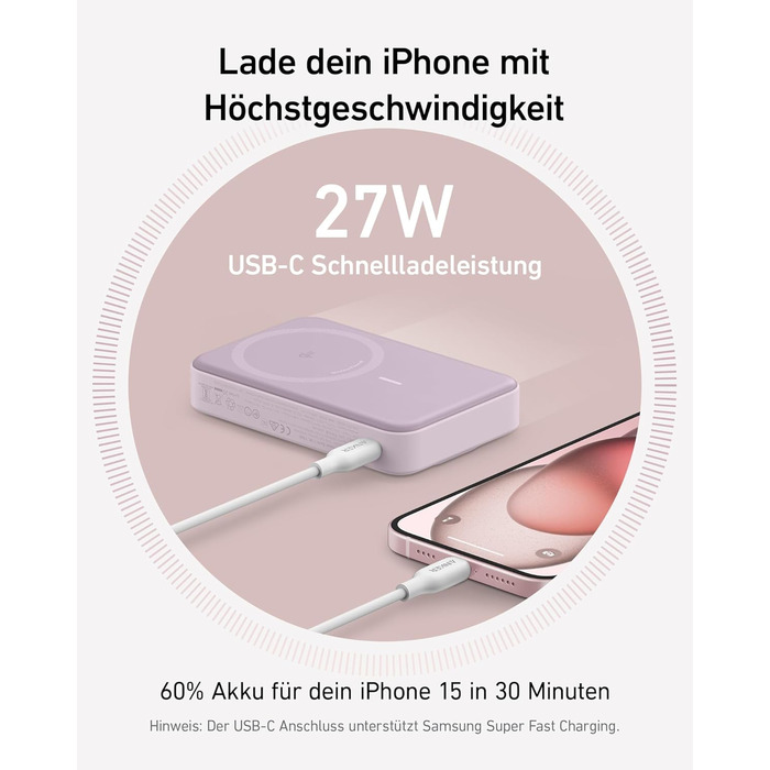 Вт MagSafe Powerbank, 10 000 мАг, дисплей і підставка, для iPhone 16/15/14/13, в т.ч. USB-C, 15