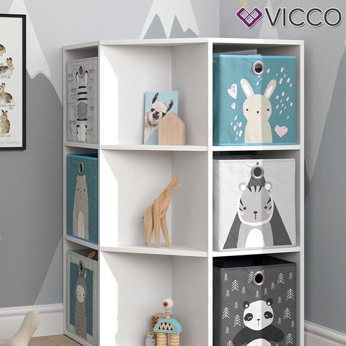 Дитяча полиця Vicco Luigi, 64 x 107,8 см з 4 відкидними коробками (білі, без відкидних коробок)