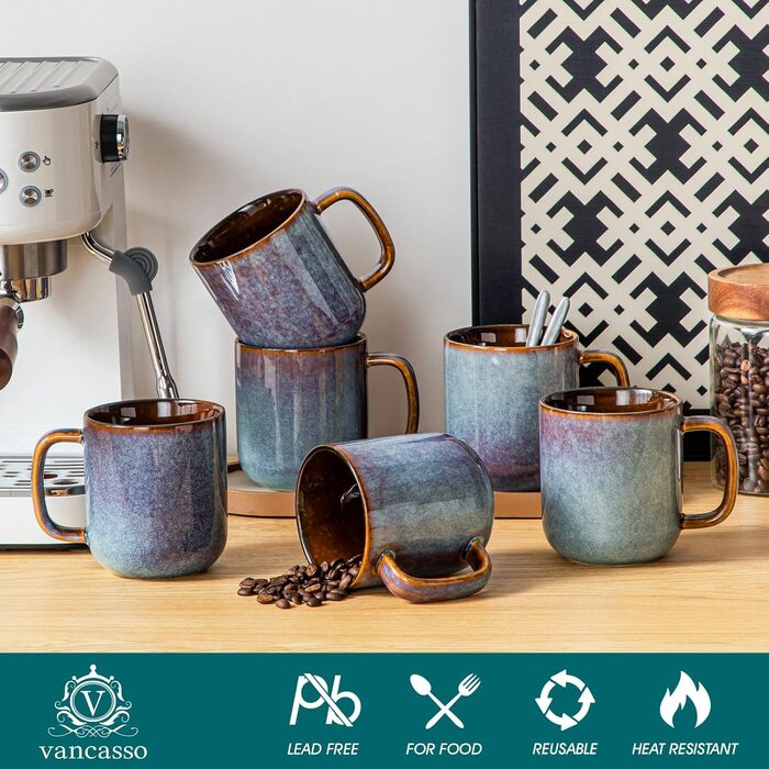 Набір посуду Vancasso Steingut 24 елементи, на 8 осіб: тарілки, салатники, миски. Серія ONION (блакитний), дизайн 