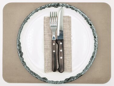 Набір скатертин BEEFSTONE® 6 шт. з PU шкіри, чорно-бежевий, 40x30 см | Водостійкі, легко миються | Скатертини, підставки під посуд