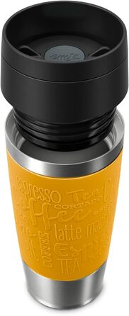 Термокружка Emsa N20210 Travel Mug Classic Isolierbecher, 0.36 л, нержавіюча сталь, 4 години гаряча, 8 годин холодна, герметична, для миття в посудомийній машині, 360° відкривання (Senfgelb)
