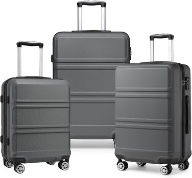Чемодан середнього розміру KONO 24 дюйми з ABS-пластику з TSA-замком, 4 колеса, 65×44×25.5 см, сірий, 3-секційний набір