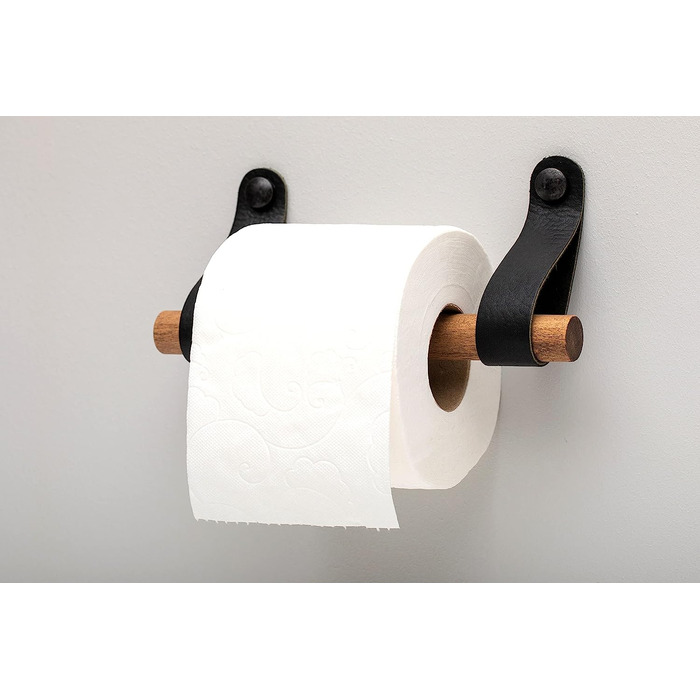 Тримач для туалетного паперу зі шкіри та дерева, тримач для туалетного паперу, (кольори шкіри)