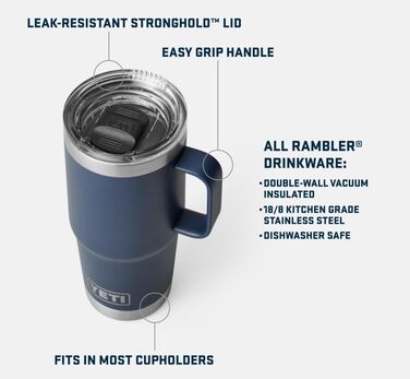 Термос YETI Rambler з кришкою Stronghold, чорний, 20 oz (591 ml)