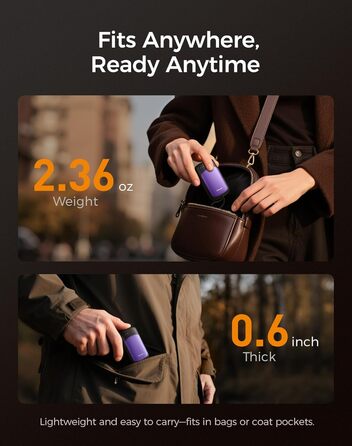 Електричний підігрівач рук OCOOPA UT5 DuoHeat (фіолетовий) - 2 шт., для кемпінгу, полювання, подорожей