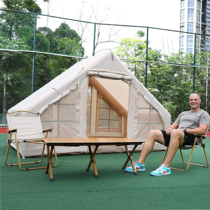 Надувний кемпінговий намет 4-5 осіб Oxford 420D, водонепроникний 3000мм, з насосом та вікнами, для 4 сезонів, 300x200x200 см