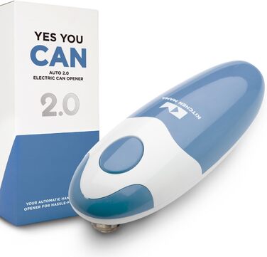 Електричний відкривач банок Kitchen Mama 2.0: автоматичний, бездротовий, з гладкою кромкою, харчовий, Blaugrau