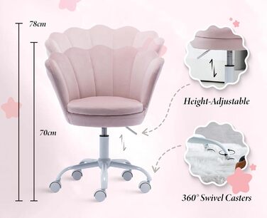 Дитячий стіл-крісло регульоване, поворотне, з м'якою оббивкою з велюру, квітка, зручне офісне крісло для дівчаток, рожеве
