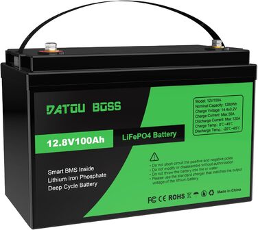 Акумулятор DATOUBOSS 12V 300Ah LiFePO4, 3840 Втгод, 200 А BMS, 15000 циклів, послідовно/паралельно, для автофургонів/морських