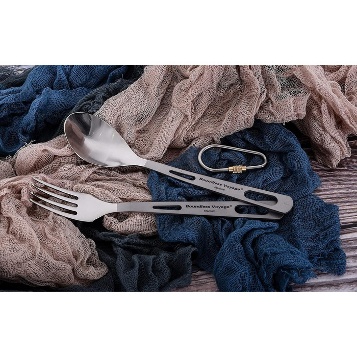 Набір похідного посуду iBasingo Titan 3 шт. (вилка, ложка, ніж) з нержавіючої сталі – для кемпінгу, риболовлі, пікніків та грилю