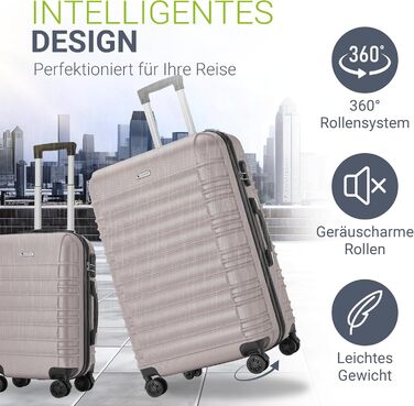 Набір валіз Juskys Hartschale 3-в-1 з кодовим замком, тихими колесами 360°, телескопічною ручкою, легкий, колір шампань