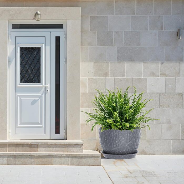 Набір горщиків для квітів з системою поливу (3 шт.), 20.3/17.8/15.2 см, сірий з білими крапками, для дому та балкона