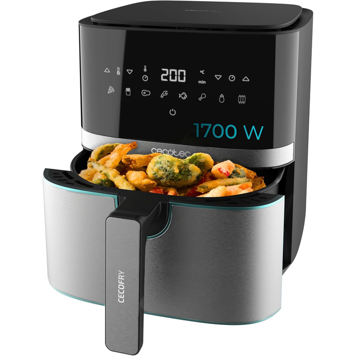 Фритюрниця повітряна Cecotec Cecofry Full Inox 5500 Pro, 5.5 л, 1700 Вт, з аксесуарами
