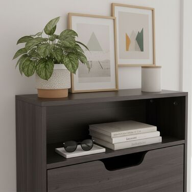 Взуттєва шафа Relaxdays з відкидною дверцями та відкритою полицею