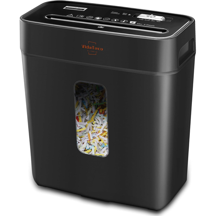 Шредер для паперу VidaTeco 610C: знищення документів P-4 (крез-різ), 11.5л, для офісу та дому