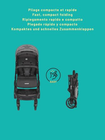 Дитячий прогулянковий візок Nania Myla компактний, до 22 кг, 0-4 роки, легкий (7.5 кг), для міста, з ручним регулюванням спинки до положення лежачи, великий кошик, з сумкою для транспортування