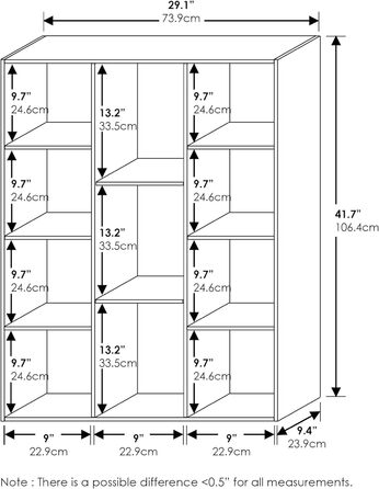 Відкрита книжкова шафа Furinno з 11 відділеннями, (73,9 x 23,98 x 105,9 см, білий/зелений)