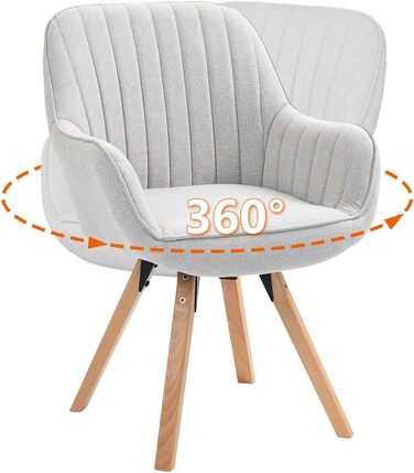 Крісло Cosy Ess для їдальні, обертове, 1 шт. – м'яке крісло для кухні, вітальні, кабінету з підлокітниками, з тканини, на масивних дерев'яних ніжках (Бежевий)