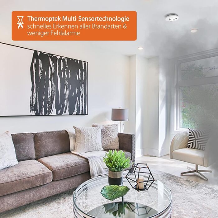 Датчик диму FireAngel ST-630 з термопровідним датчиком, бездротовий, 10 років батареї, білий, 1 шт.