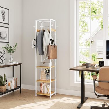 Підставка для одягу ELYKEN: вільна, з 3 полицями та 12 гачками, для прихожей, спальні, офісу. Органайзер для шапок, пальто, шарфів. Натуральне дерево