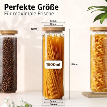 Набір скляних банок для зберігання з кришкою (300, 500, 700, 1000 мл) | Герметичні та захищені від молі | Для спецій та продуктів харчування