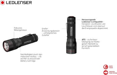 Світлодіодний ліхтар Ledlenser P7R SE Ліхтарик світлодіодний акумуляторний і фокусується Тактичний ліхтар на 1100 люмен Розширений фокус Відстань променя 220 метрів 40 годин роботи Режим стробоскопа (P7 SE, 500 лм)