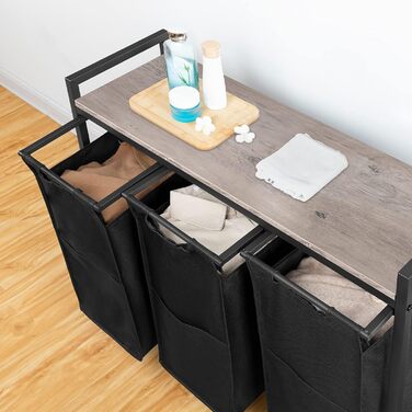 Кошик для білизни HOOBRO з 3 відділеннями, 119 л, на колесах, білий