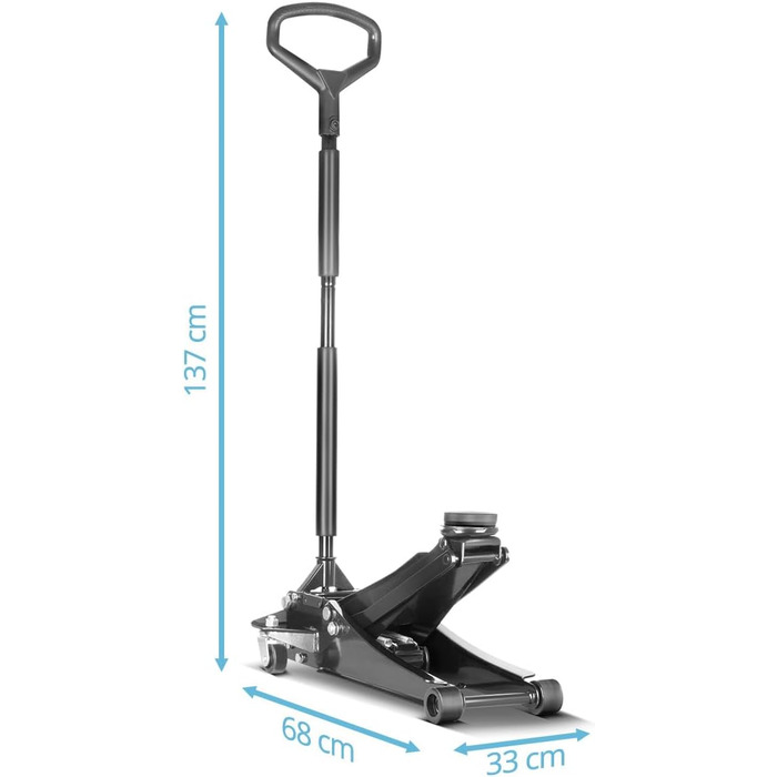 Гідравлічний домкрат Stahlwerk 3т низькопрофільний 73-500мм з гумовими колесами та поворотним руків'ям