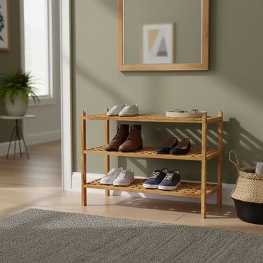 Стелаж для взуття Relaxdays з горіхового дерева з 3 ярусами