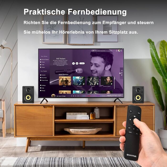 Sanyun SW206: 4-дюймові Hi-Fi колонки з підсилювачем 80W, Bluetooth 5.4, USB DAC, для програвачів, TV, PC. Білий колір